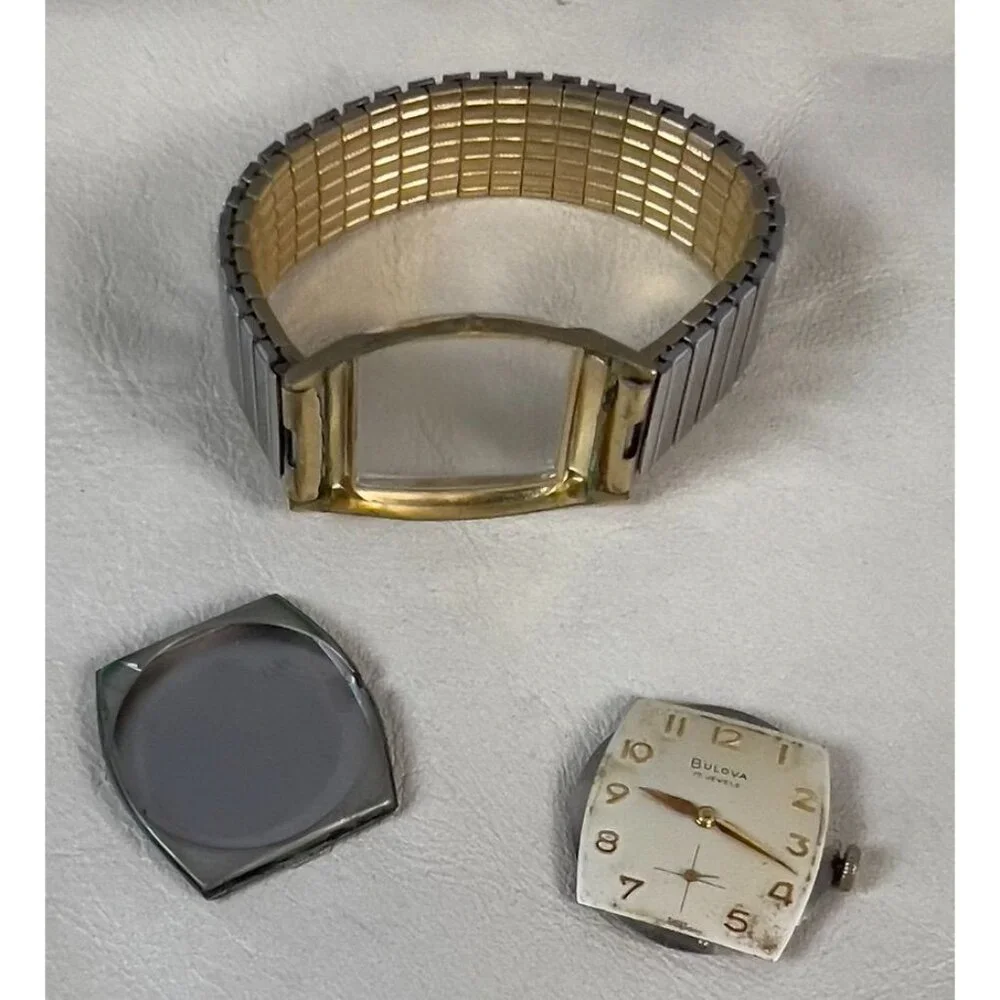 Vintage BULOVA L9 Men's Square Watch 10K Rolled Gold Parts/Repair 17 Jewels - Picture 2 of 9